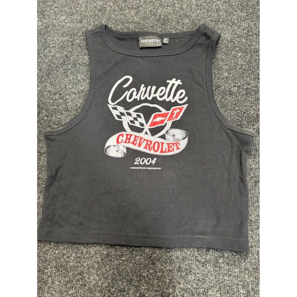 Chemistry Corvette Chevrolet 2004 Graphic Crop Tank Top Black Medium